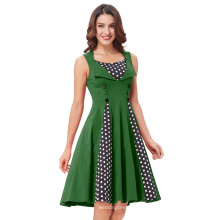 Belle Poque Frauen Polka Dot Retro Vintage Style Grün Cocktail Party Swing Kleid BP000282-3